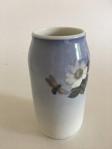 Antique Royal Copenhagen Vase No 693/2304 with a motif of two white roses and a bee