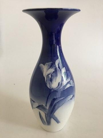 Antique Rorstrand Vase Blue / White with Tulip Motif
