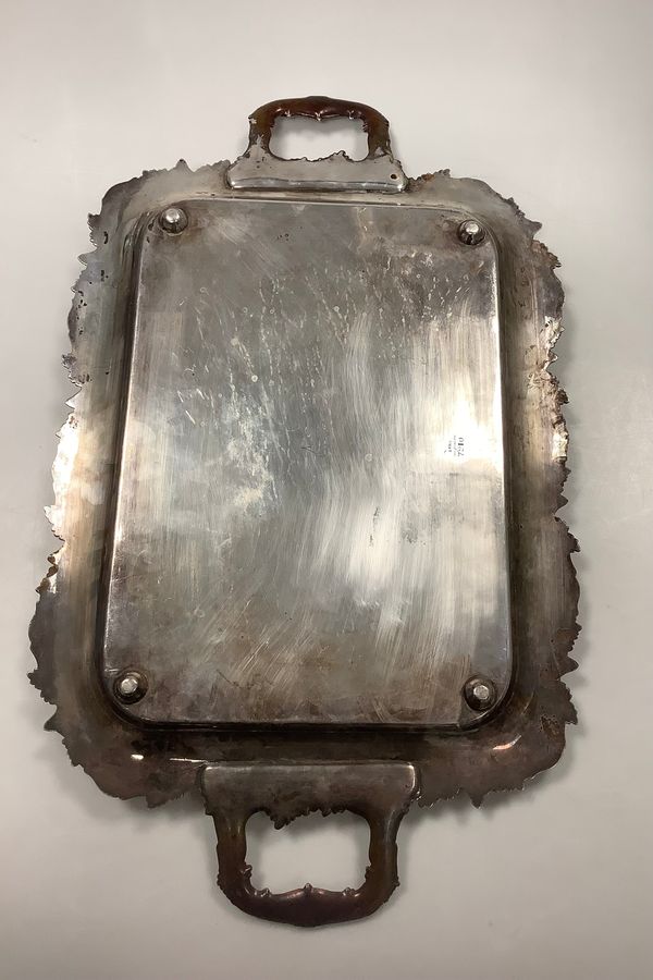 Antique Large English Silver Plated Tray with Handle No 7210