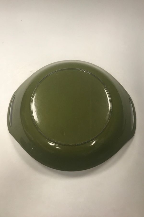 Antique Large Olive Green Enamel Iron Dish / Bowl