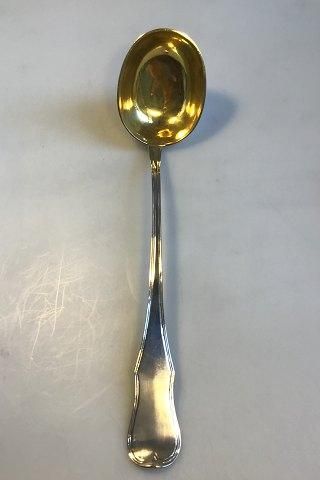 Antique Large Silver Soup Ladle, hallmarked, bowl with gilding on the inside