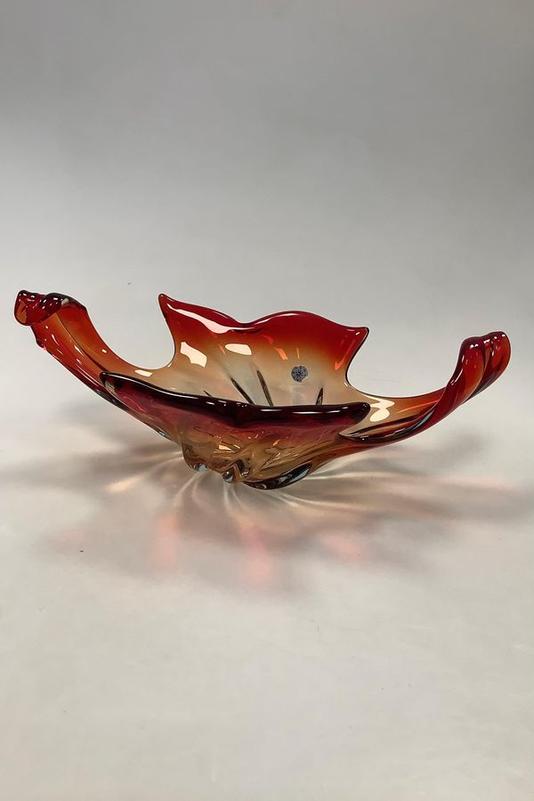 Large Red Murano Art Glass Bowl Italy