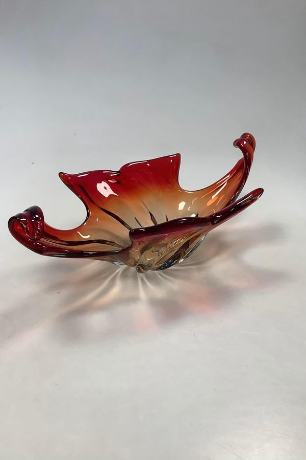 Antique Large Red Murano Art Glass Bowl Italy