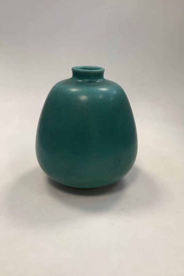 Antique Large Saxbo Vase in Beautiful Green Hare Fur Glaze No 396