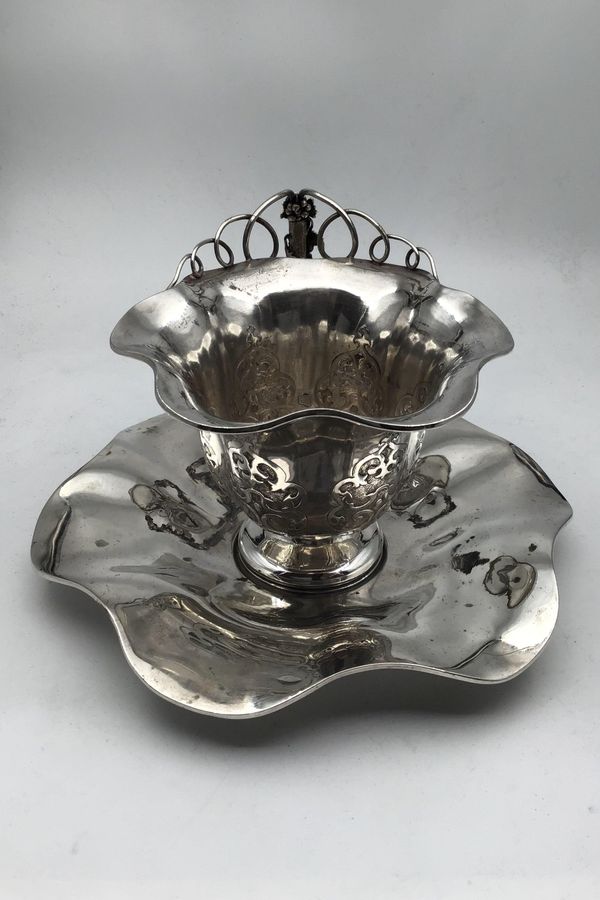Antique Th Strube, Leipzig, Silver cup and saucer