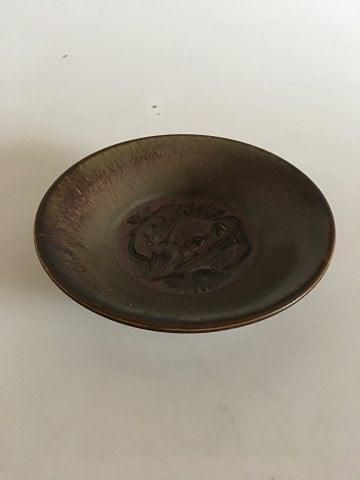Antique Early Bing and Grondahl Stoneware Bowl with wild cat motif No D330