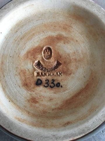 Antique Early Bing and Grondahl Stoneware Bowl with wild cat motif No D330