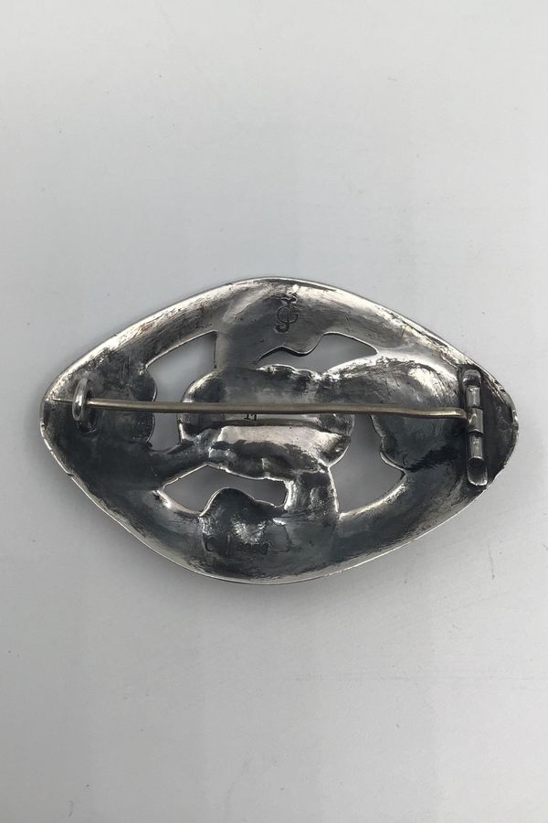 Antique Early Georg Jensen Silver Brooch No 11, Amber (1904-08)