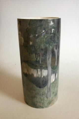 Antique Unique Bing & Grondahl Art Nouveau cylindrical Vase. Marked XXVIII (28) and EH.