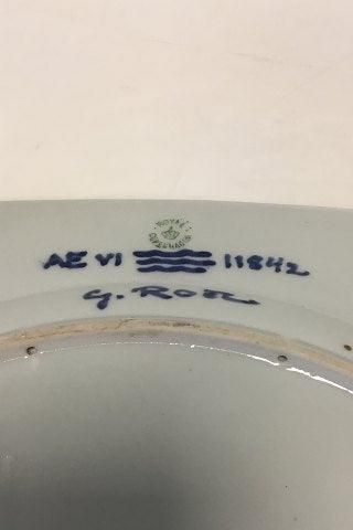 Antique Unique Royal Copenhagen octagonal dish of porcelain, decorated in underglaze blue with Horse