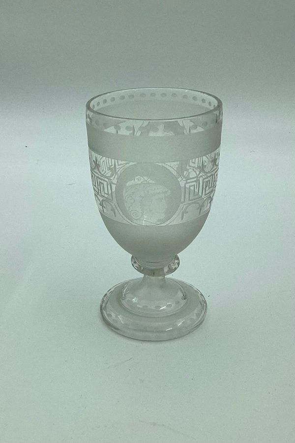 Wine glass with large grinding work on the bowl ca. 1900