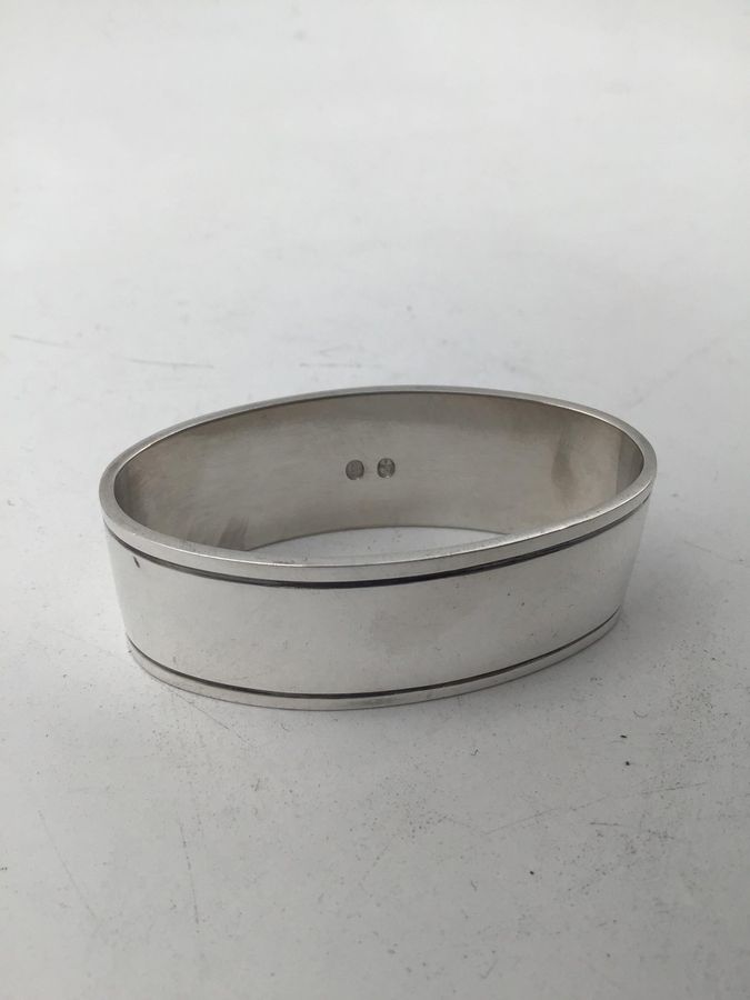 Antique W & S Sørensen Silver Double Fluted / dobbeltriflet Napkin Ring Set (6)