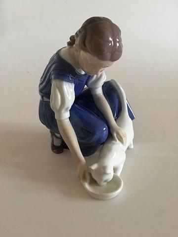 Antique Bing & Grondahl Figurine Girl with Cat No 1745