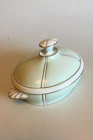 Antique Bing & Grondahl Oval Terrine with lid Pattern with green decoration with gold in shape 507 (Herregaard)