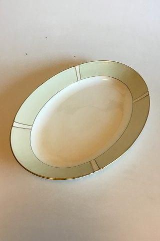 Antique Bing & Grondahl Oval dish No 14 Pattern with green decoration with gold in shape 507 (Herregaard)