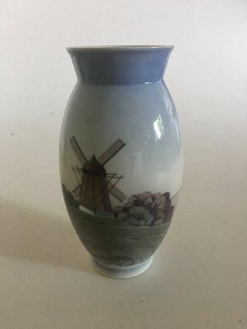 Antique Bing & Grondahl Vase with Mill Motif No. 695/5420