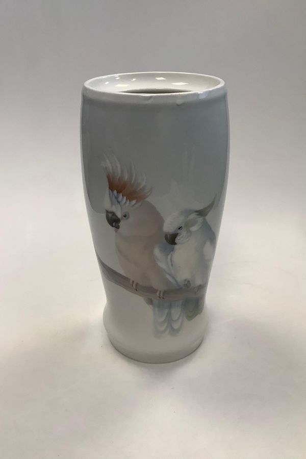 Antique Bing and Grondahl Art Nouveau Vase with Parrots No. 3526/95