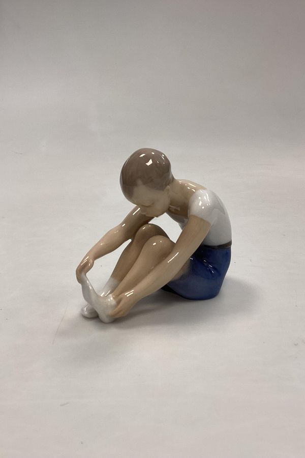 Antique Bing and Grondahl Figurine Boy takes off sock No. 2199