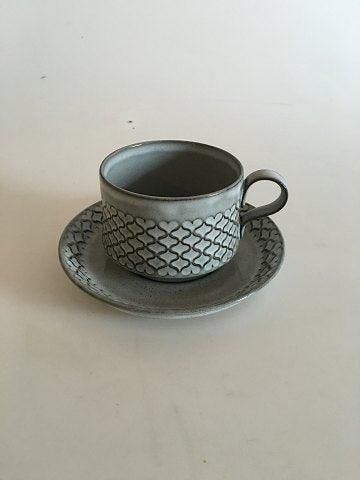 Antique Bing and Grondahl/Kronjyden Stonware Grey Cordial Coffee Cup and Saucer No 305