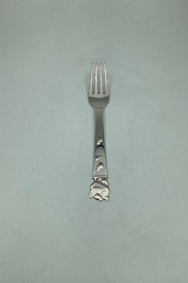 Antique Children's Fork in Silver with Chicken