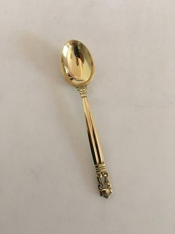 Antique Georg Jensen Acorn Gilded Sterling Silver Mocha Spoon No 035