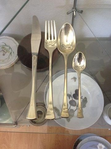 Antique Hans Hansen Sterling Silver Flatware set Kristine by Karl Gustav Hansen for 6 persons 24 pieces