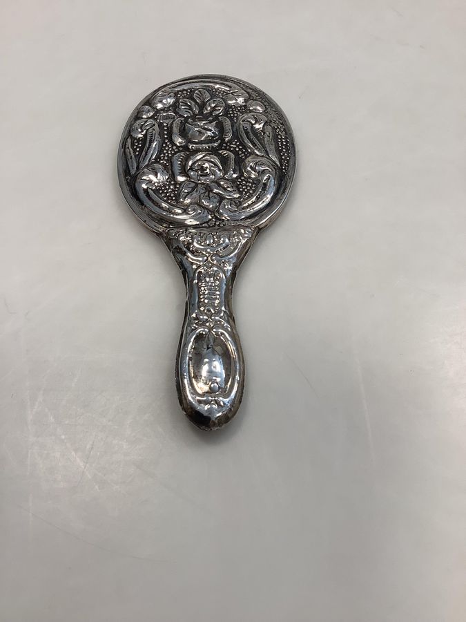 Antique Small hand mirror for your bag in 900 silver