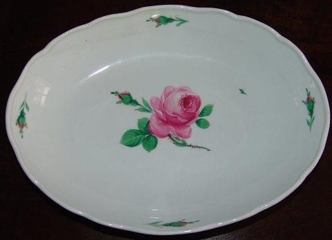 Antique Meissen Porcelain Large Oval Bowl with Rose Design