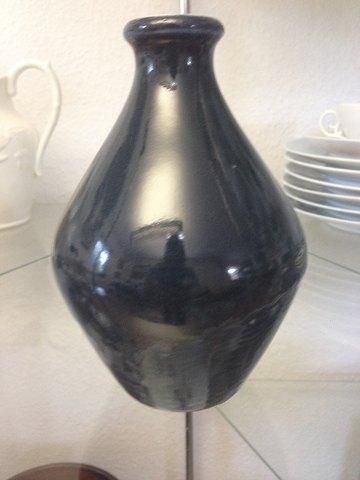Antique Royal Copenhagen Art Nouveau Crystalline Glaze Vase in Black by Ludvigsen