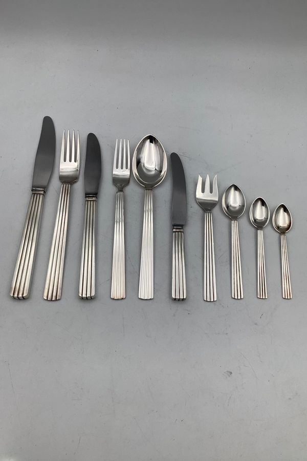 Georg Jensen Sterling Silver Bernadotte Cutlery Set 12 People (120 pieces)