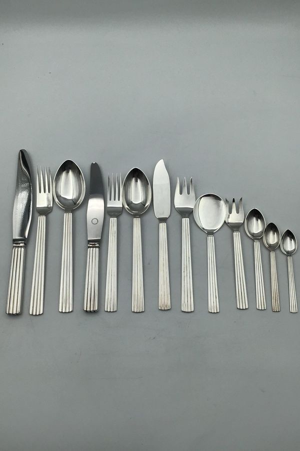 Georg Jensen Sterling Silver Bernadotte Cutlery Set 12 persons (156 pieces)