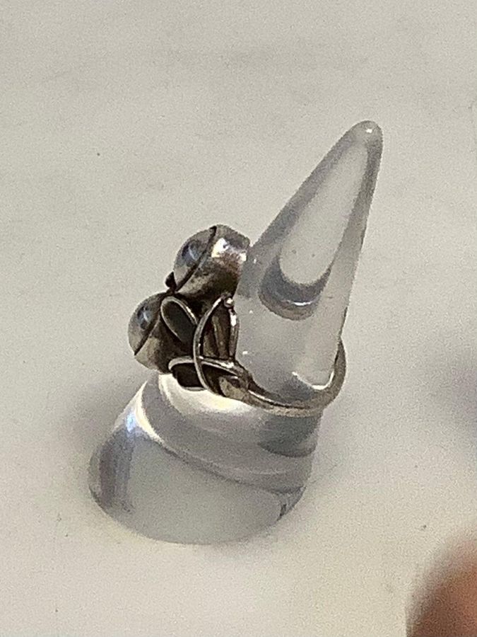 Georg Jensen Sterling Silver Ring No 48, Two silver stones