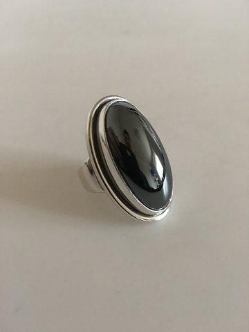 Georg Jensen Sterling Silver Ring No 46E with Hematite Stone