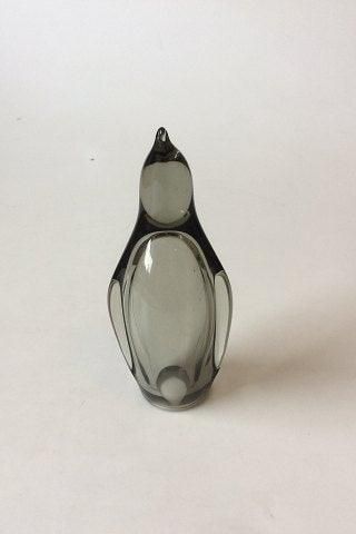 Holmegaard Zoo Penguin Figurine in Smoke colored Glass