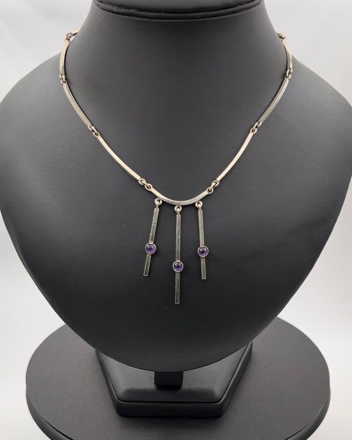 Niels Erik From Sterling Silver Necklace with integrated amethyst pendant