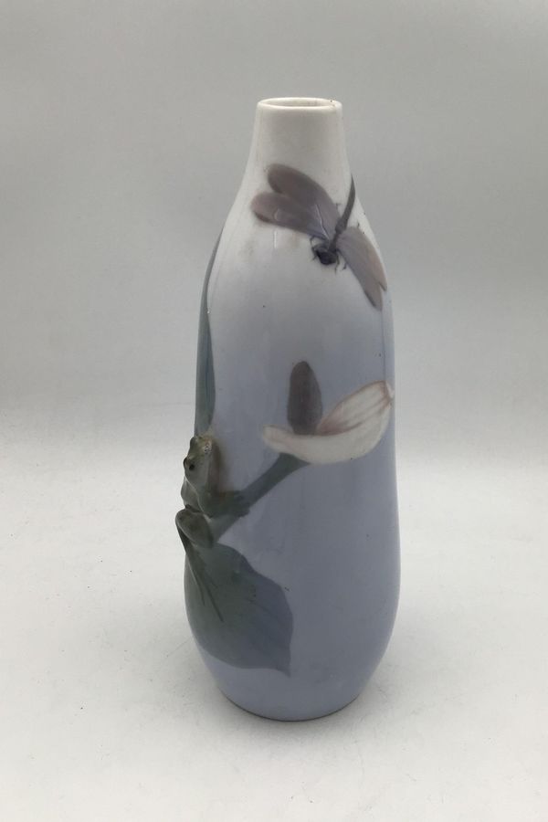 Royal Copenhagen Art Nouveau Vase with Frog and Dragonfly No 465/250