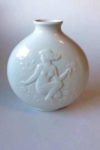 Royal Copenhagen Blanc de Chine vase by Hans Henrik Hansen of a naked young girl no. 4117