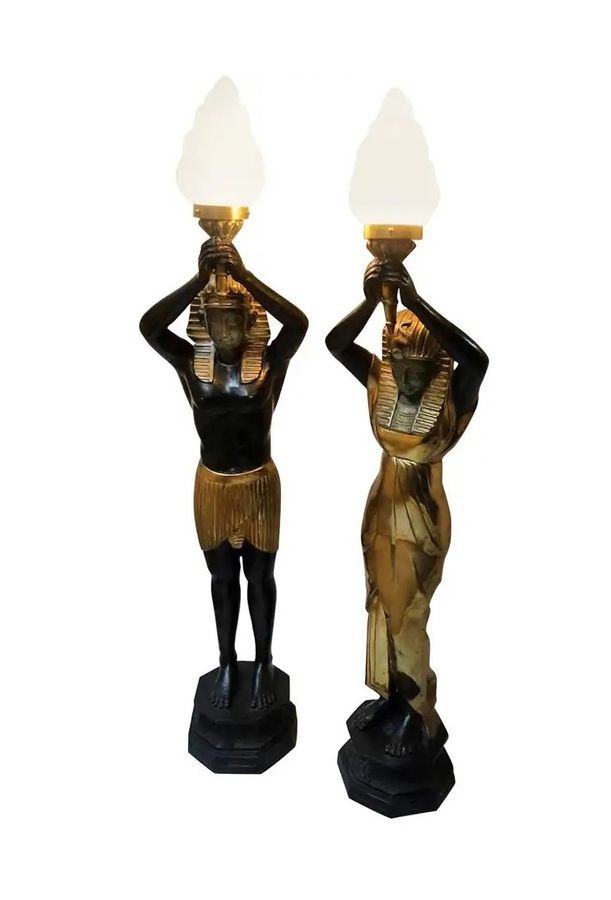 Antique Maison Jansen Art Deco Torchere Egyptian Antique Floor Lamps in the style of Thomas Hope