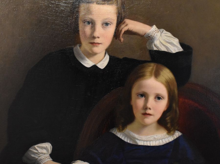 Portrait of Two children traditionally identified as Marie Labbé and her brother.