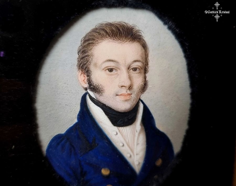 Circa 1820's Fine American Miniature Watercolour Portrait Painting Of A Affluent Gentleman