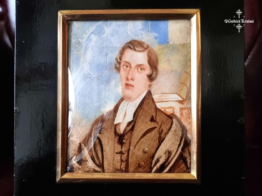 Antique 1837 Signed 'G Forster' Superb Fine Miniature Watercolour Portrait Painting Of A Young Affluent Gentleman 