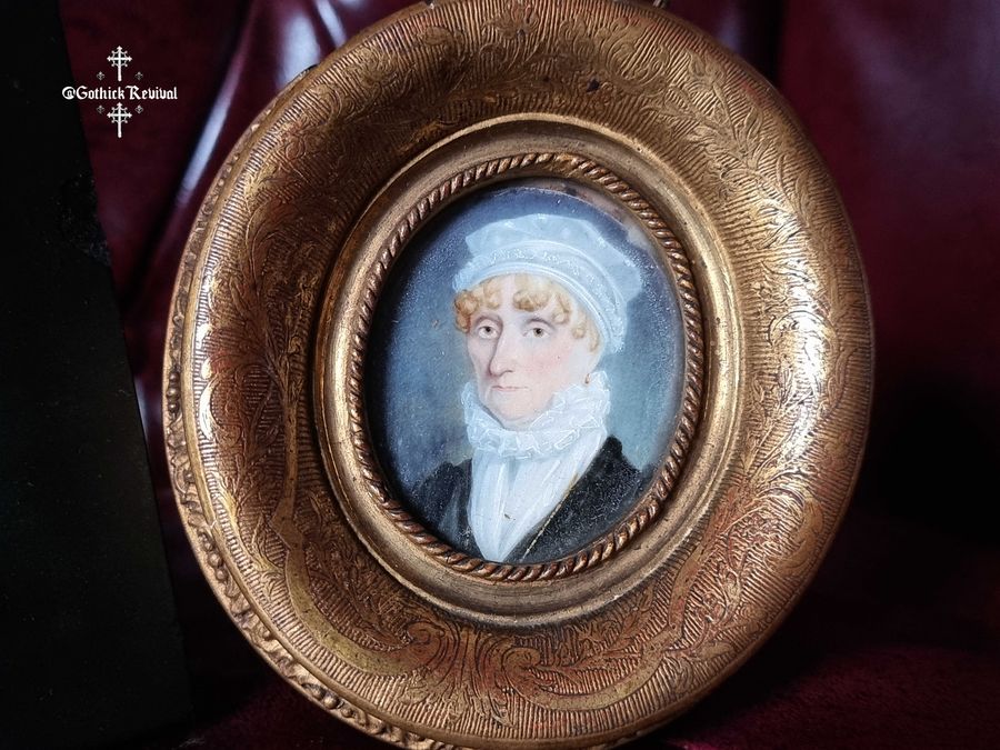 Antique Very Interesting Early 19th Century Miniature Portrait Painting & Silhouette Of Irish & English Historical Interest