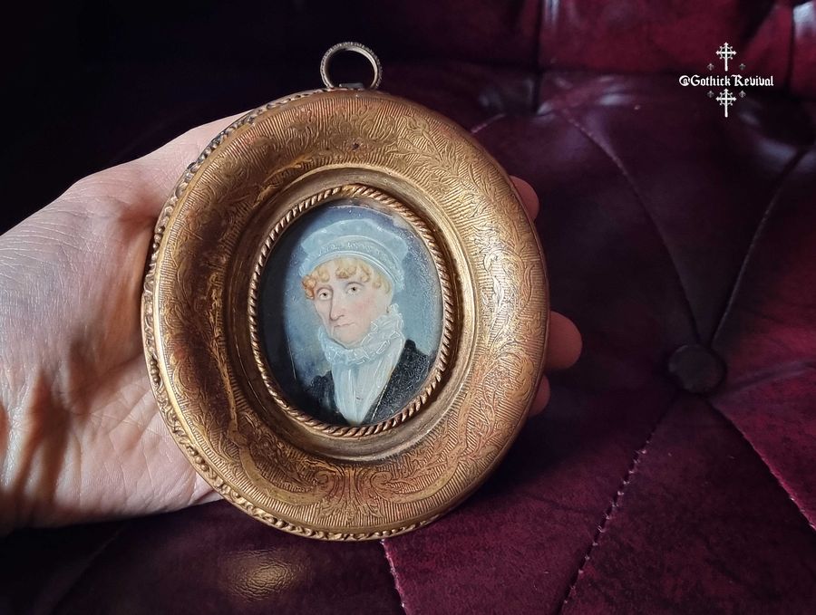 Antique Very Interesting Early 19th Century Miniature Portrait Painting & Silhouette Of Irish & English Historical Interest