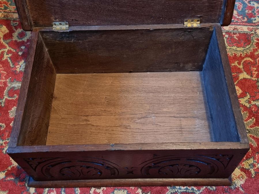 Antique 18th Century Antique Bible Box, Gothic Carved Oak, Ecclesiastical Book Box