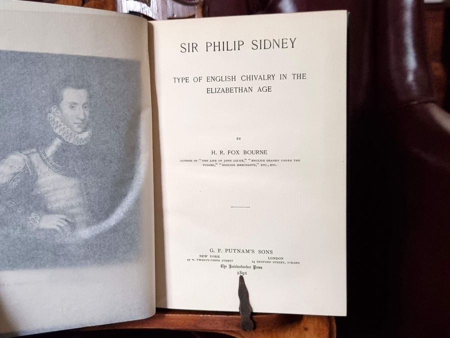 Antique 1891 Antique Leather Book 'Sir Philip Sidney, Elizabethan Age', 19th Century 