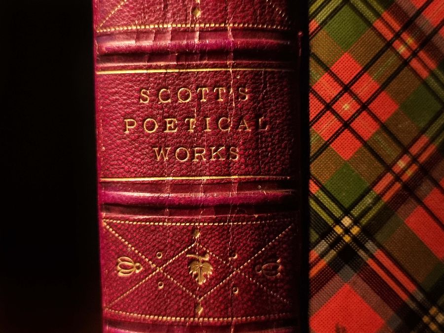 Antique 1869 Tartanware Bound Book 'Scotts Poetical Works' Attractive Antique Leather, 19th Century, Mauchline Ware, Treen 