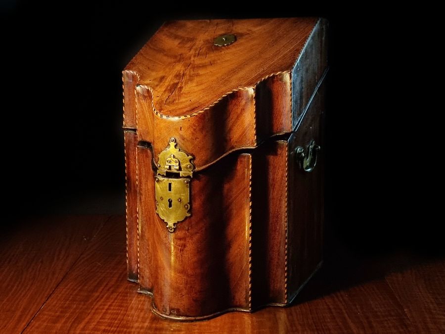 George III Inlaid Knife Box, Antique Georgian Storage Box For Restoration