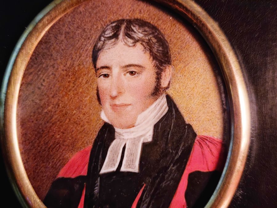 Antique Interesting Fine Early 19th Century Miniature Portrait Painting Depicting Rev. Dr. John Kingdon CLEEVE 1765 - 1841