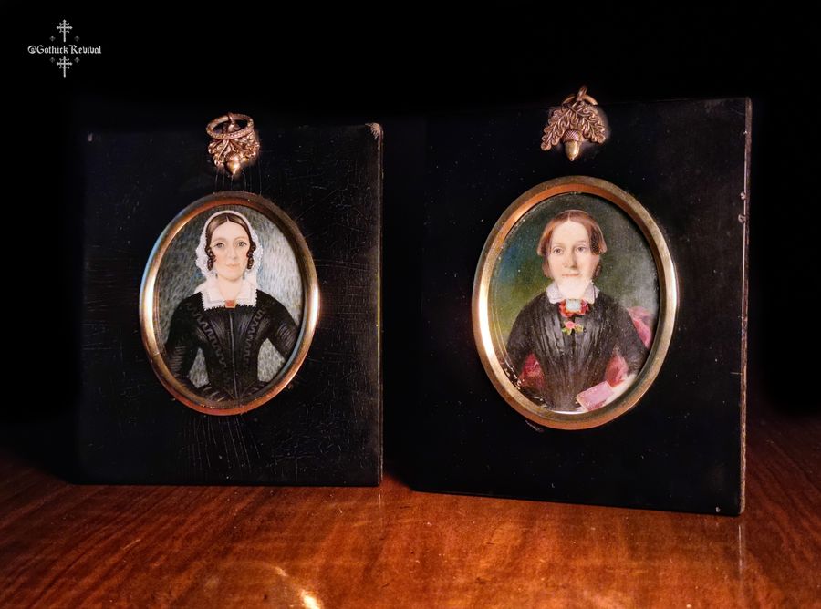 Pair Of Superb Fine Painted Early 19th Century Miniature Portrait Paintings, Watercolour