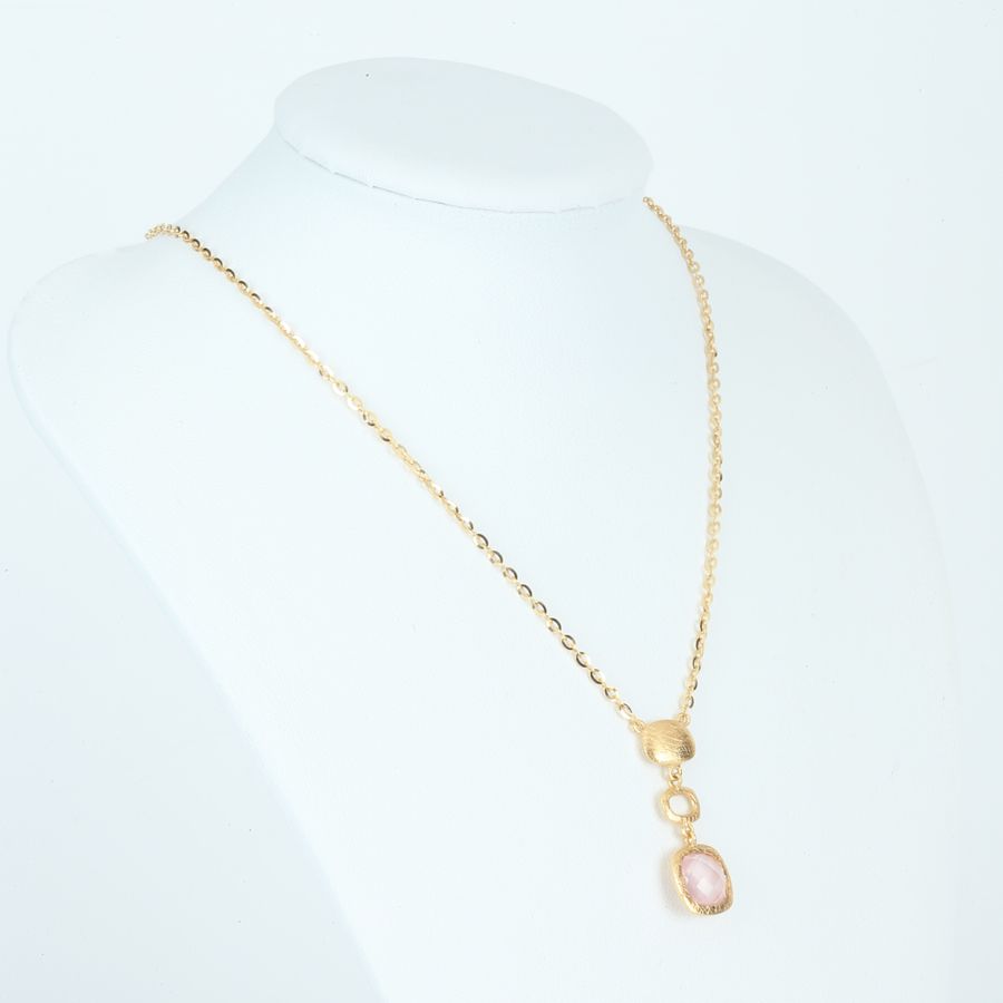 Antique 19K Gold Necklace with Pink Sapphire pendant